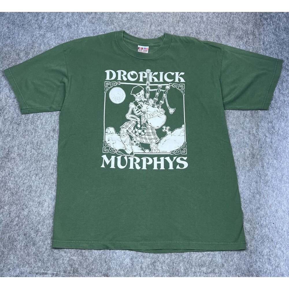 Vtg Y2K Dropkick Murphys Men's Band T-Shirt Fields Of Athenry Green USA Size XL